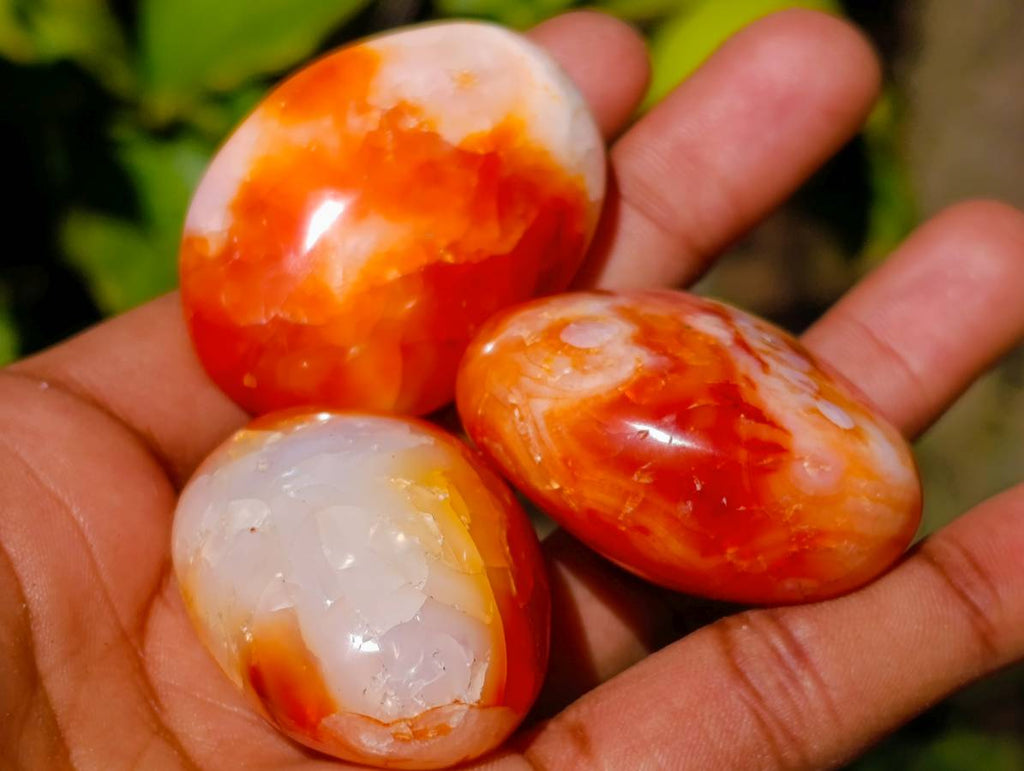 Polished Carnelian Agate Palm Stones x 18 From Madagascar - Toprock Gemstones and Minerals 