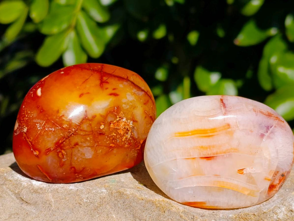 Polished Carnelian Agate Palm Stones x 18 From Madagascar - Toprock Gemstones and Minerals 