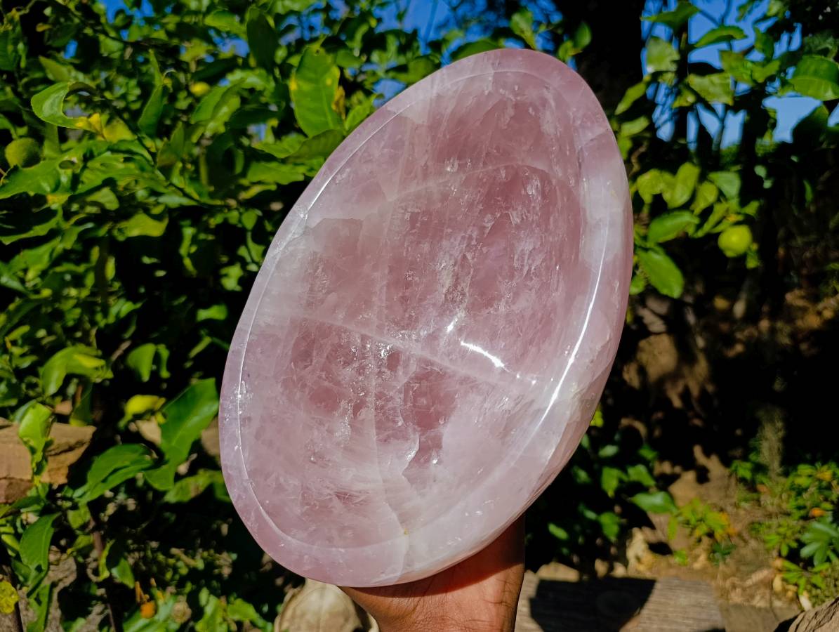 Polished Rose Quartz Bowl x 1 Madagascar - Toprock Gemstones and Minerals 