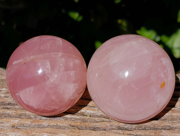 Polished Rose Quartz Spheres x 4 Madagascar