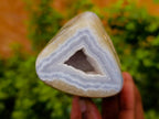 Polished Blue Lace Agate Standing Free Forms x 3 From Malawi - Toprock Gemstones and Minerals 