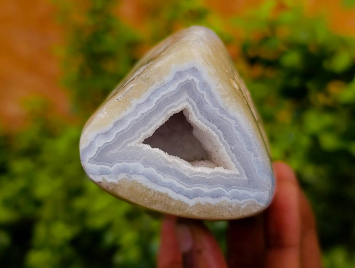 Polished Blue Lace Agate Standing Free Forms x 3 From Malawi - Toprock Gemstones and Minerals 