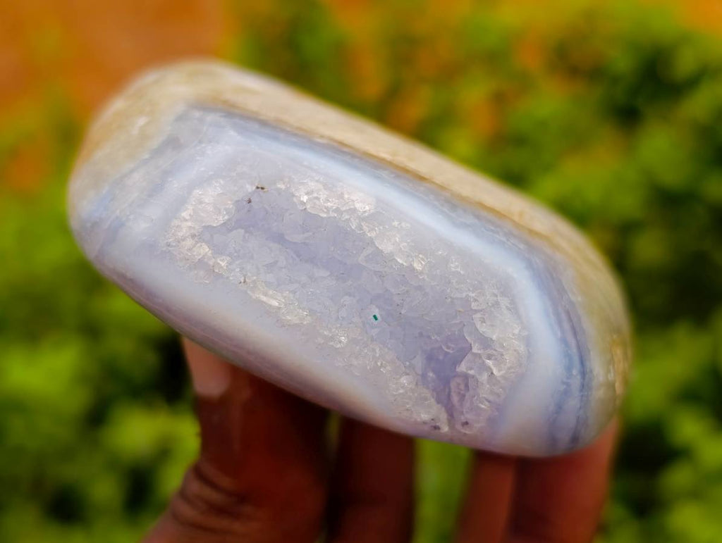 Polished Blue Lace Agate Standing Free Forms x 3 From Malawi - Toprock Gemstones and Minerals 