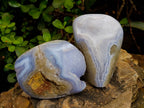 Polished Blue Lace Agate Standing Free Forms x 3 From Malawi - Toprock Gemstones and Minerals 
