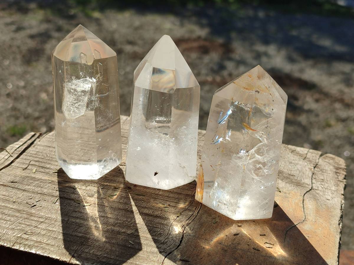 Polished Large Clear Quartz Crystals x 6 From Madagascar - Toprock Gemstones and Minerals 