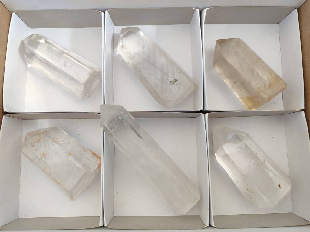Polished Large Clear Quartz Crystals x 6 From Madagascar - Toprock Gemstones and Minerals 