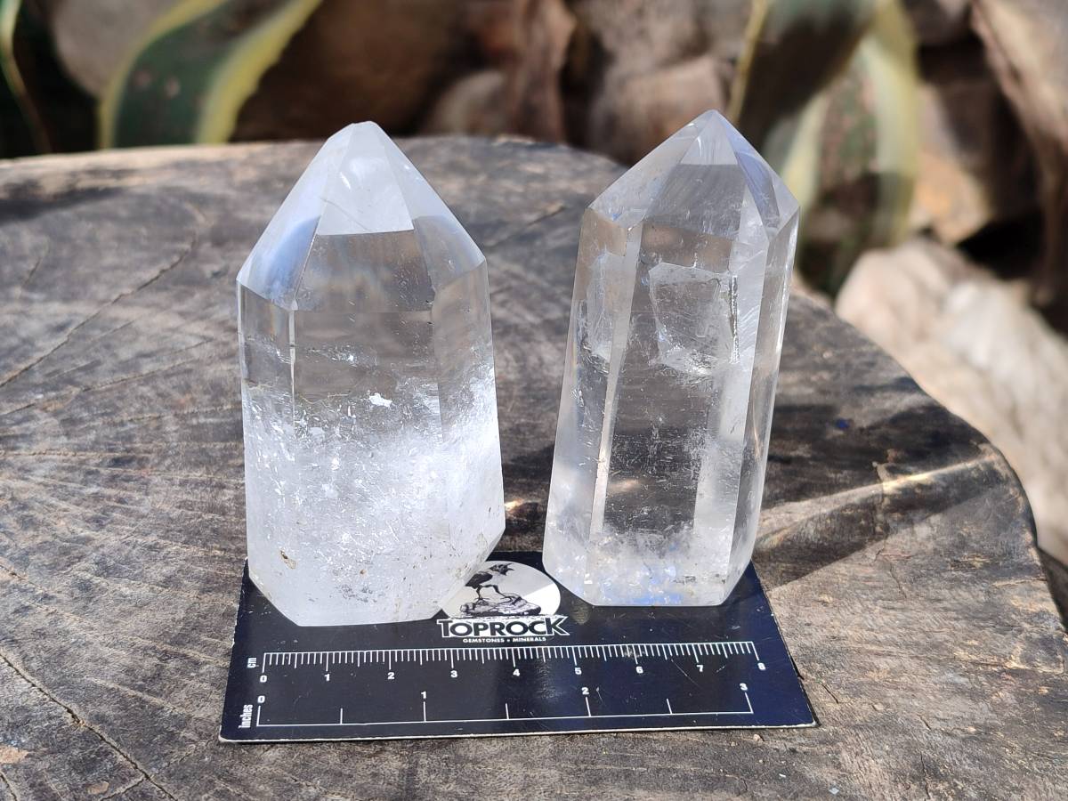 Polished Large Clear Quartz Crystals x 6 From Madagascar - Toprock Gemstones and Minerals 