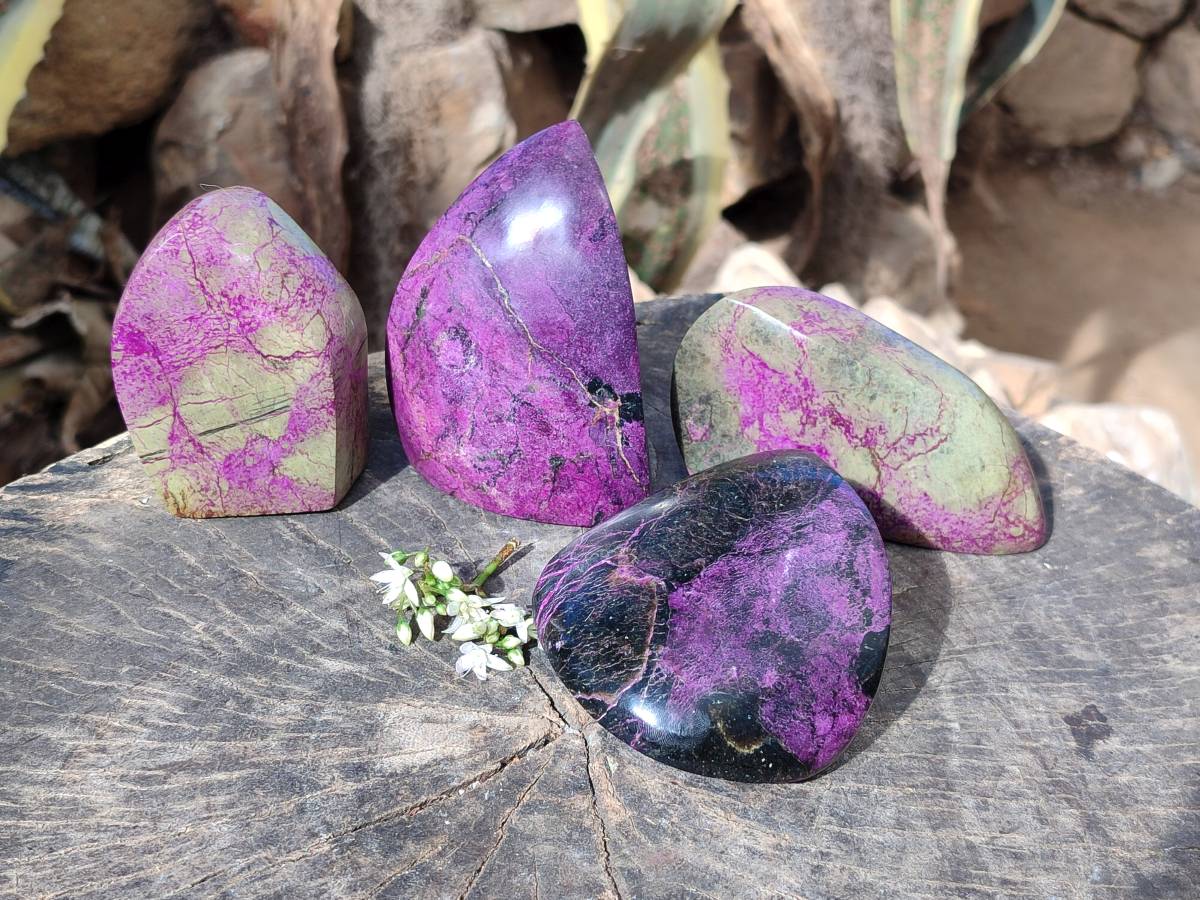 Polished Stichtite Free Forms x 4 From Barberton, South Africa - Toprock Gemstones and Minerals 