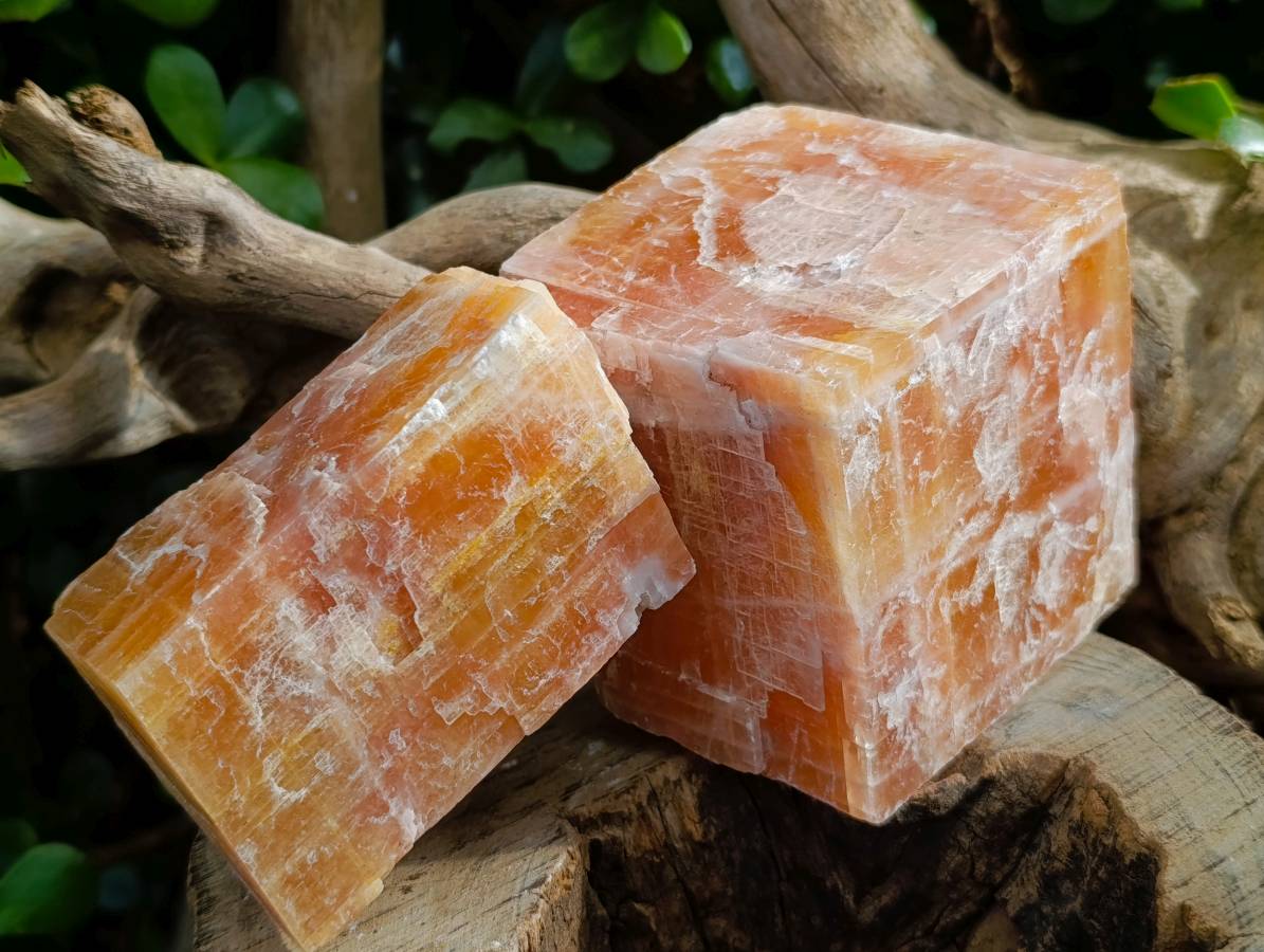 Natural Sunset Orange Calcite Specimens x 6 From Spitzkop, Namibia - Toprock Gemstones and Minerals 