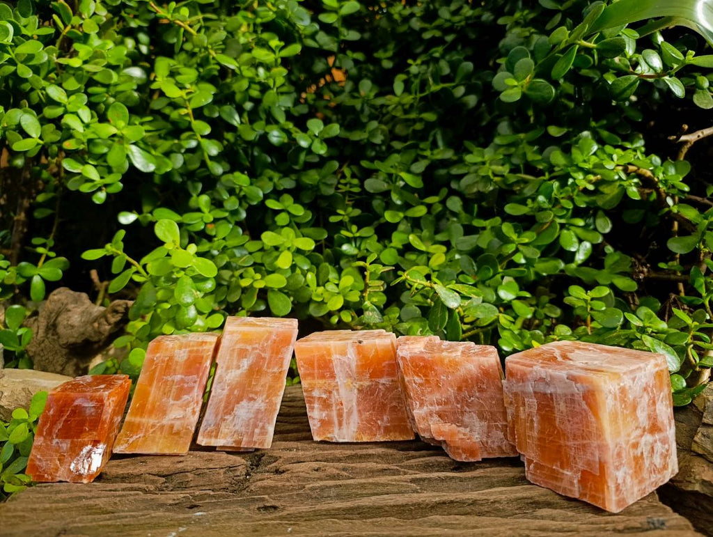 Natural Sunset Orange Calcite Specimens x 6 From Spitzkop, Namibia - Toprock Gemstones and Minerals 
