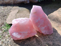 Natural Pink Rose Quartz Cobbed Specimens x 12 From North Cape, South Africa