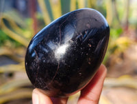 Polished Black Tourmaline Gemstone Eggs x 6 From Madagascar