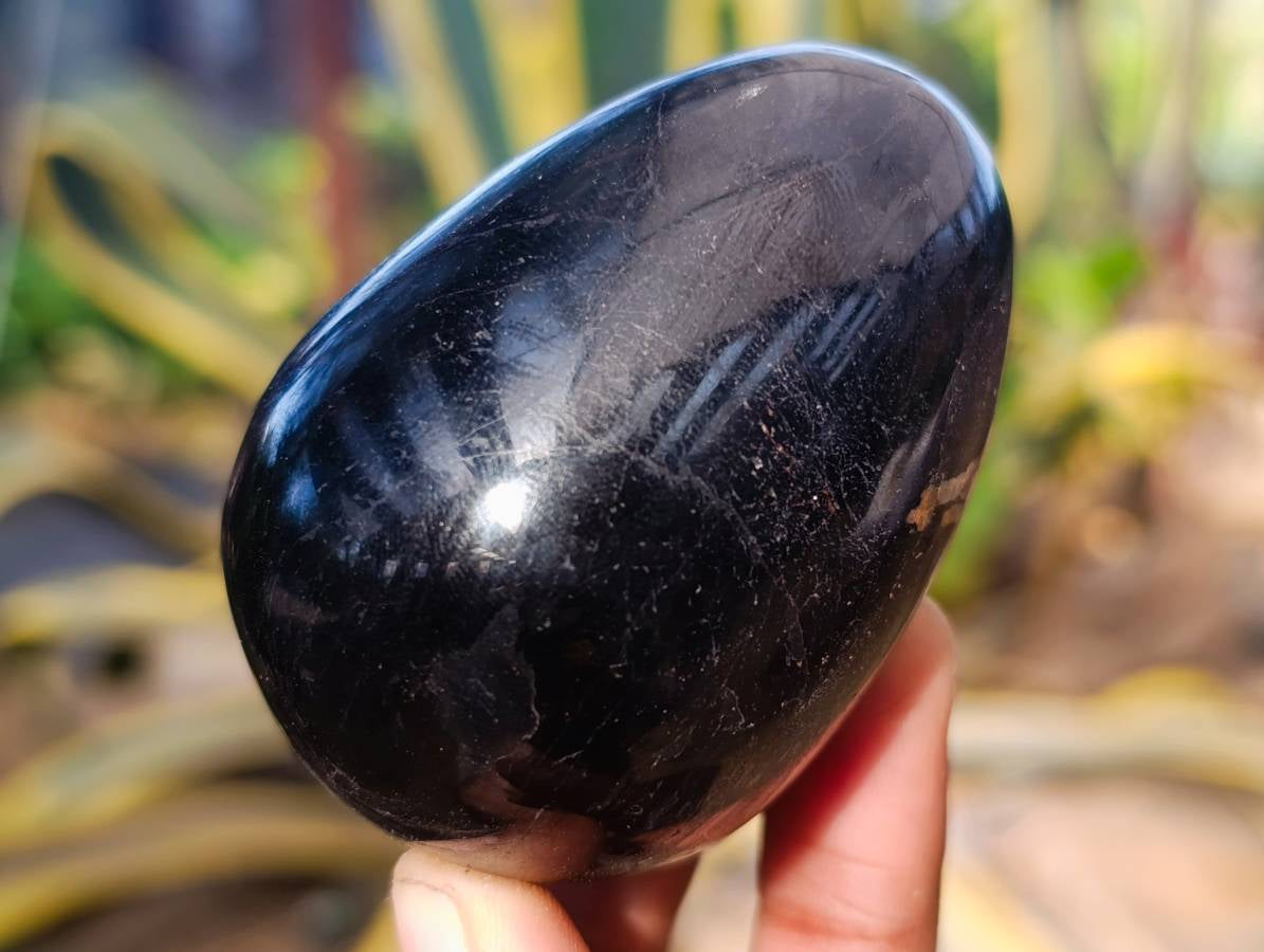 Polished Black Tourmaline Gemstone Eggs x 6 From Madagascar - Toprock Gemstones and Minerals 