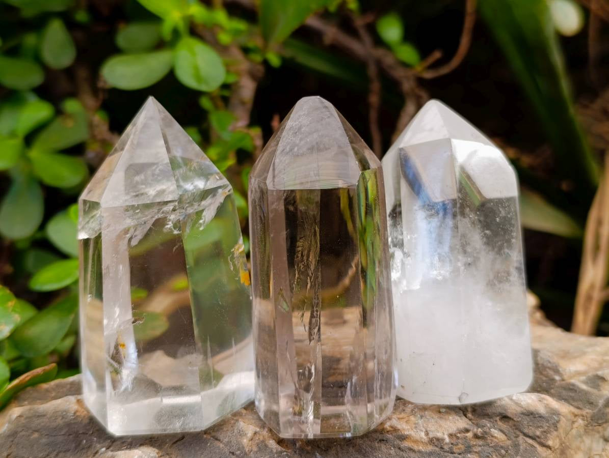Polished Clear Quartz Crystals x 6 From Madagascar - Toprock Gemstones and Minerals 