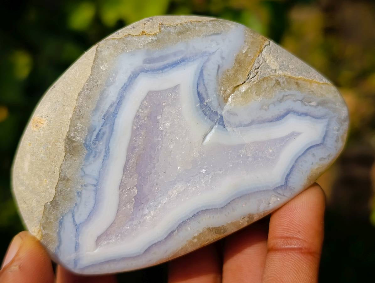Polished Blue Lace Agate Geodes x 5 From Malawi - Toprock Gemstones and Minerals 
