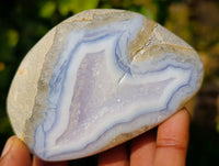 Polished Blue Lace Agate Geodes x 5 From Malawi