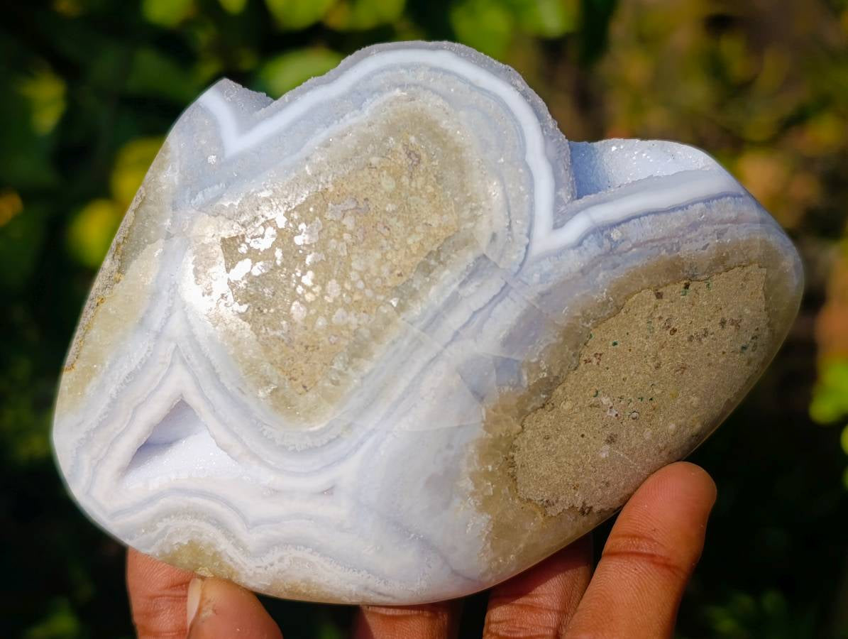 Polished Blue Lace Agate Geodes x 5 From Malawi - Toprock Gemstones and Minerals 