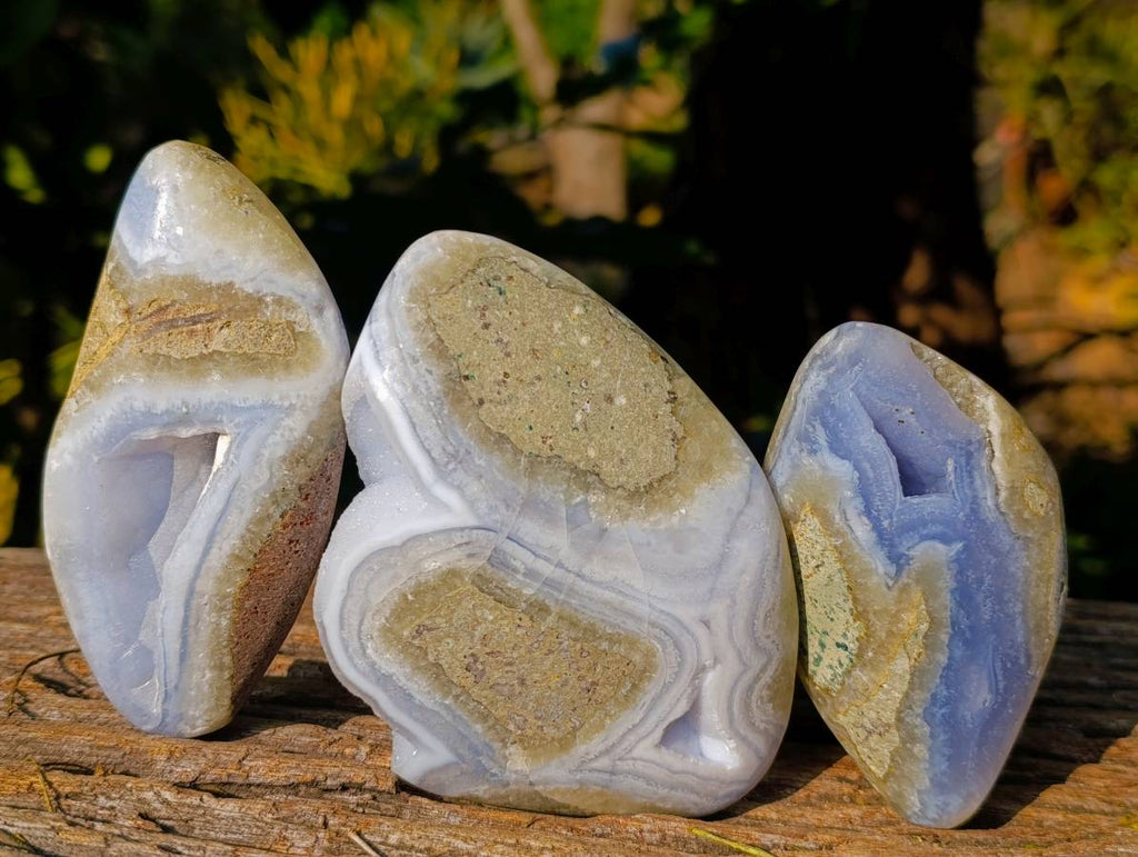 Polished Blue Lace Agate Geodes x 5 From Malawi - Toprock Gemstones and Minerals 
