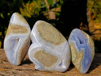 Polished Blue Lace Agate Geodes x 5 From Malawi