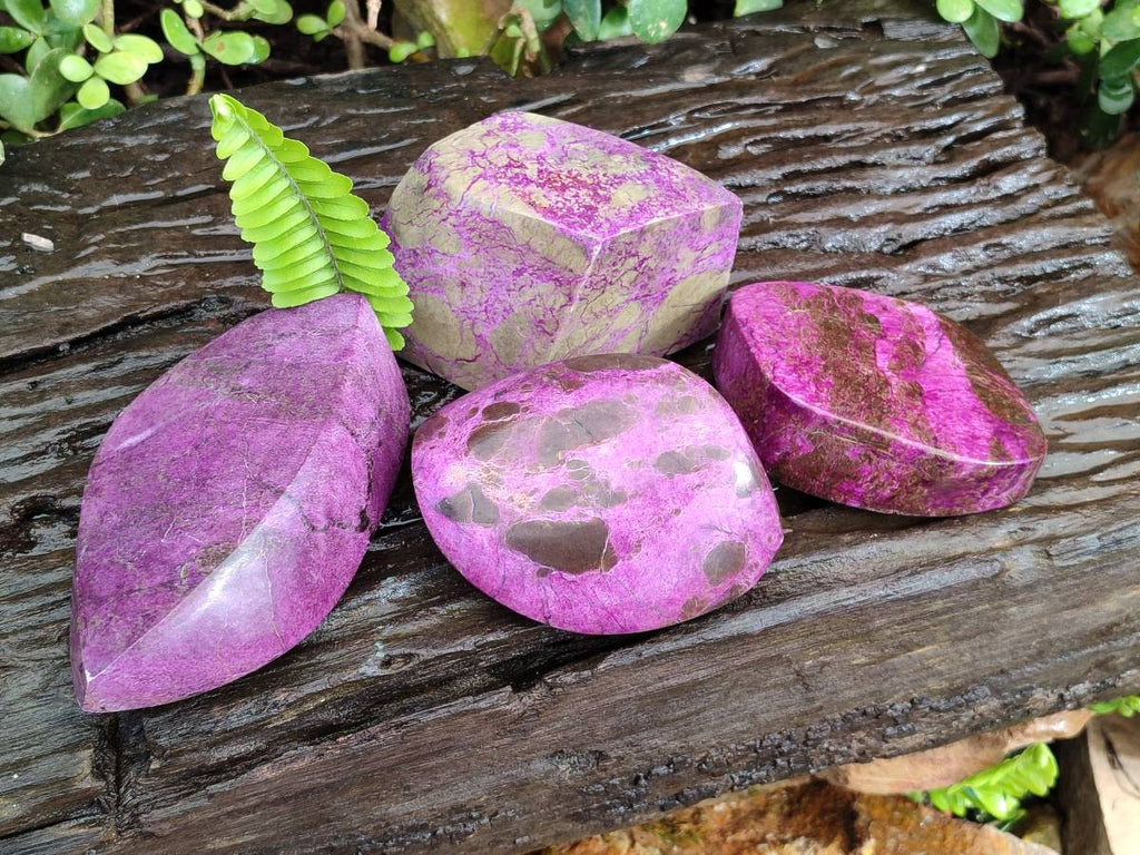 Polished Stichtite Free Forms x 4 From Barberton, South Africa - Toprock Gemstones and Minerals 
