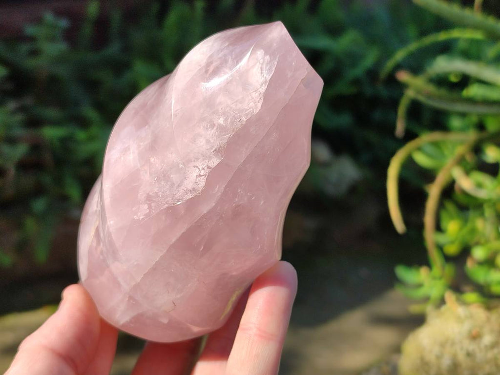 Polished Rose Quartz Flames x 2 Madagascar - Toprock Gemstones and Minerals 