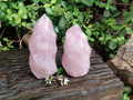 Polished Rose Quartz Flames x 2 Madagascar - Toprock Gemstones and Minerals 