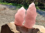 Polished Rose Quartz Flames x 2 Madagascar - Toprock Gemstones and Minerals 