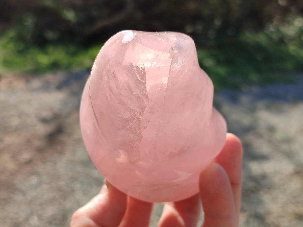Polished Rose Quartz Flames x 2 Madagascar - Toprock Gemstones and Minerals 