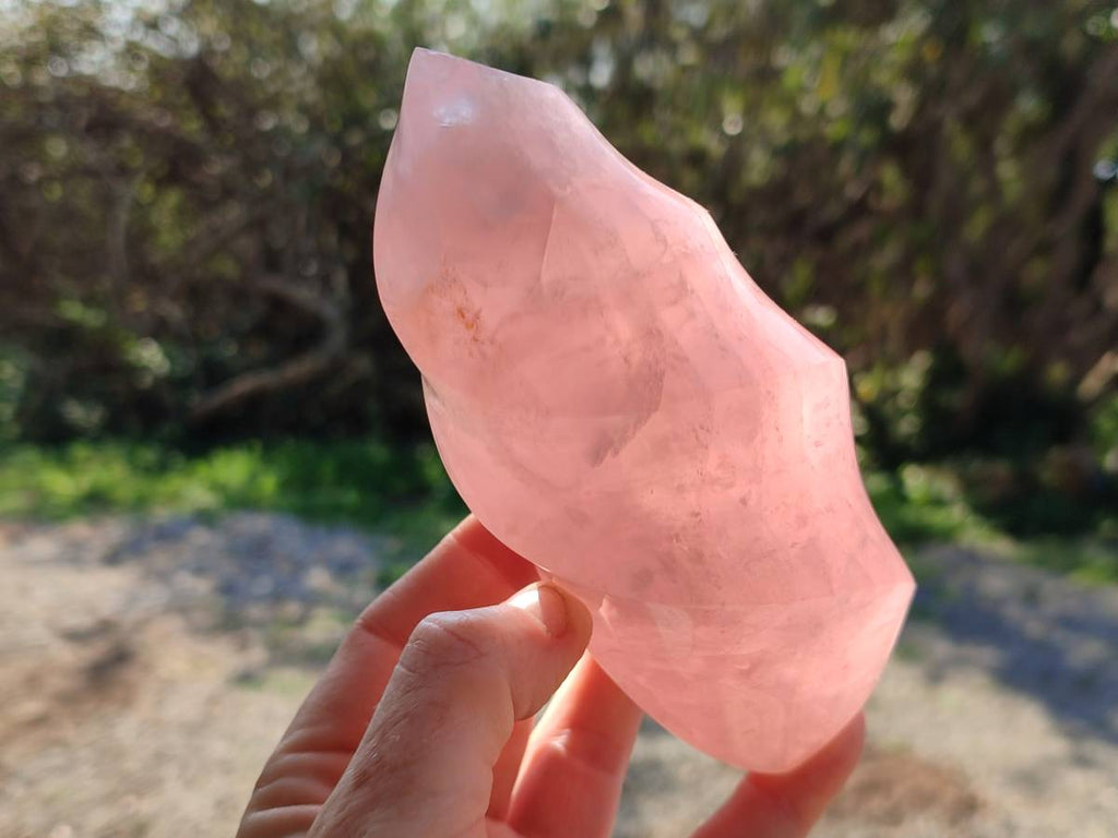 Polished Rose Quartz Flames x 2 Madagascar - Toprock Gemstones and Minerals 