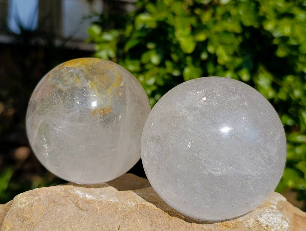 Polished Quartz Crystal Balls x 2 From Madagascar - Toprock Gemstones and Minerals 