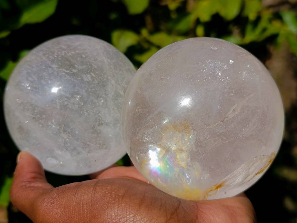 Polished Quartz Crystal Balls x 2 From Madagascar - Toprock Gemstones and Minerals 