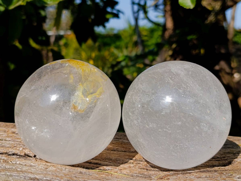 Polished Quartz Crystal Balls x 2 From Madagascar - Toprock Gemstones and Minerals 