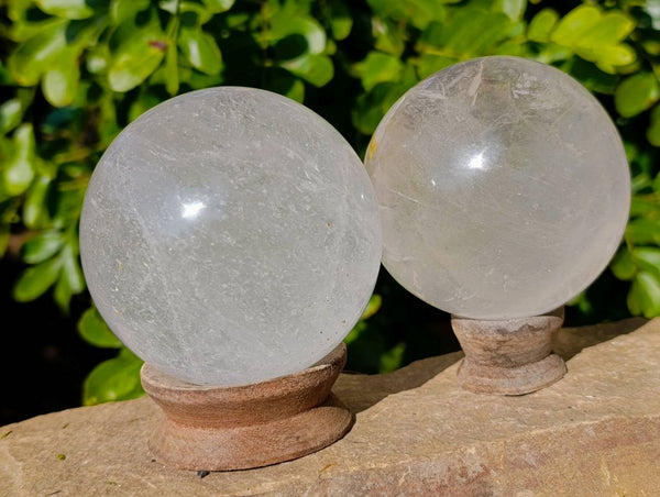 Polished Quartz Crystal Balls x 2 From Madagascar