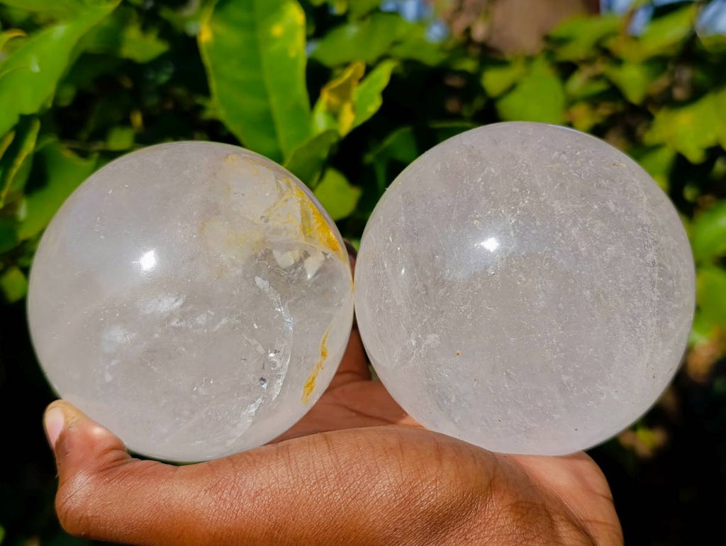 Polished Quartz Crystal Balls x 2 From Madagascar - Toprock Gemstones and Minerals 