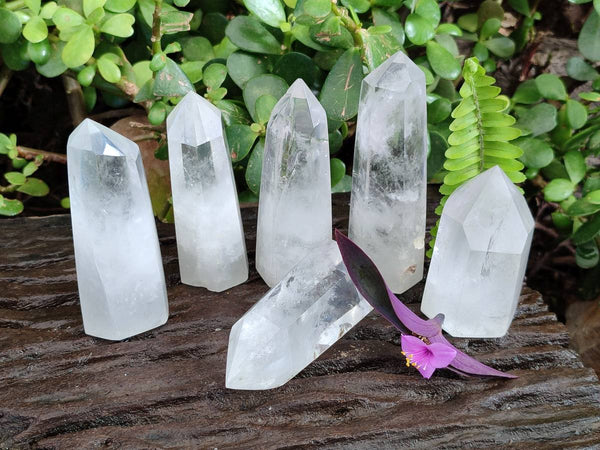 Polished Large Clear Quartz Crystals x 6 From Madagascar - Toprock Gemstones and Minerals 