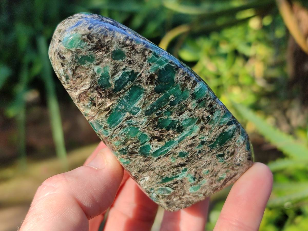 Polished Emerald Mica In Matrix 'Mutokolite' Standing Free Forms x 3 From Mutoko, Zimbabwe - Toprock Gemstones and Minerals 