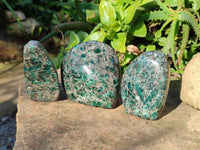 Polished Emerald Mica In Matrix 'Mutokolite' Standing Free Forms x 3 From Mutoko, Zimbabwe - Toprock Gemstones and Minerals 