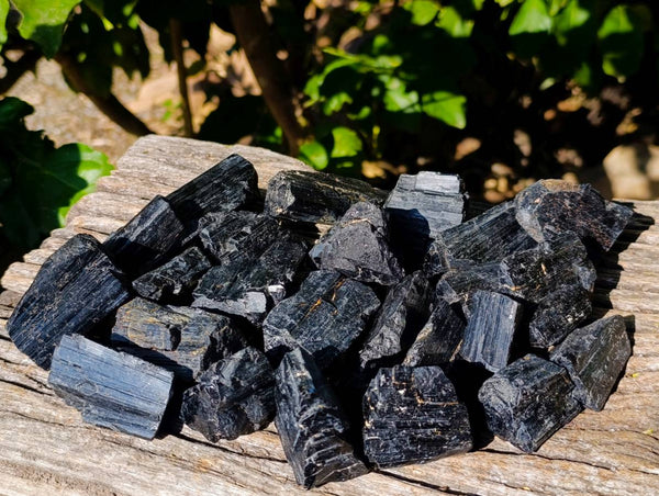 Natural Triangular Flat Topped Terminated Schorl Black Tourmaline Specimens x 24 From Khorigas, Namibia