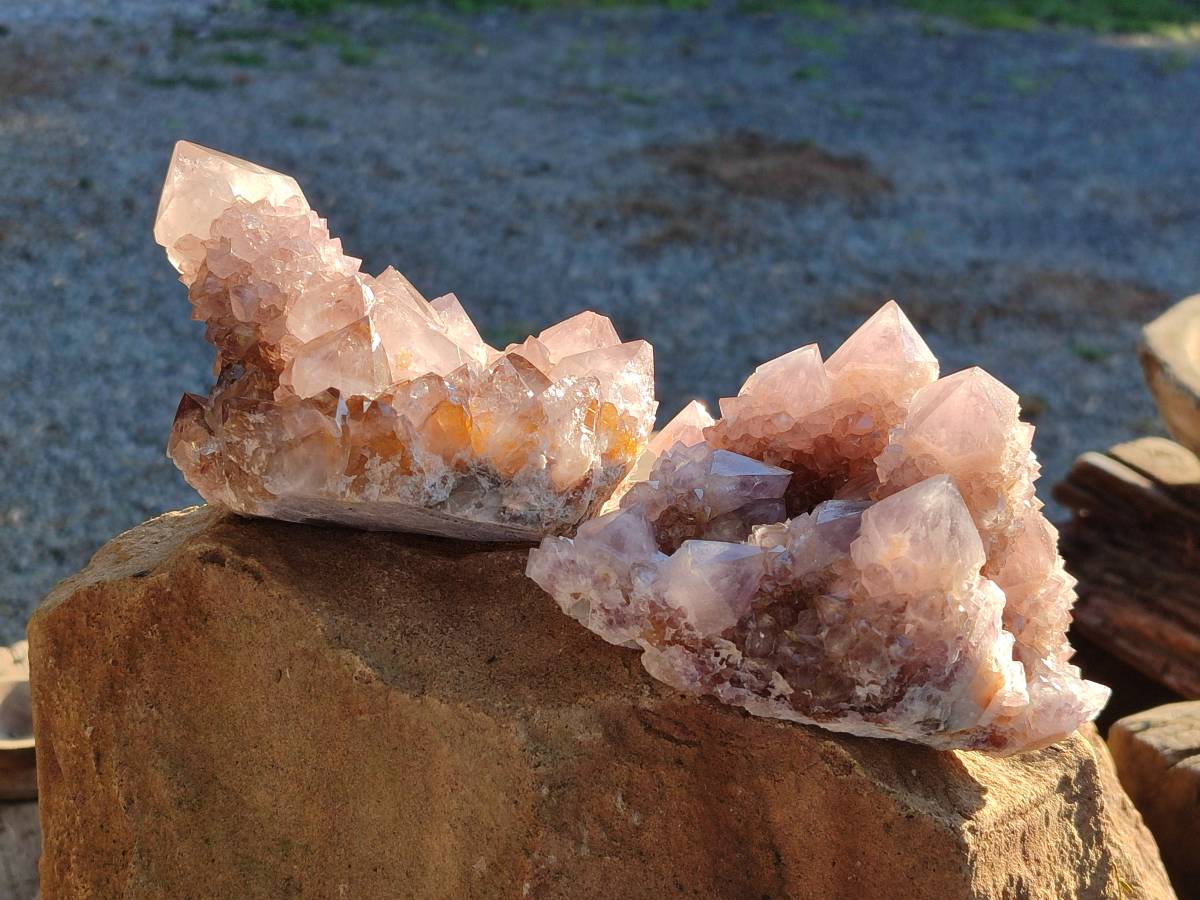 Natural Smokey Amethyst Spirit Quartz Clusters x 2 From Boekenhouthoek, South Africa - Toprock Gemstones and Minerals 