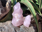 Polished Gemmy Rose Quartz Flames x 2 Madagascar - Toprock Gemstones and Minerals 