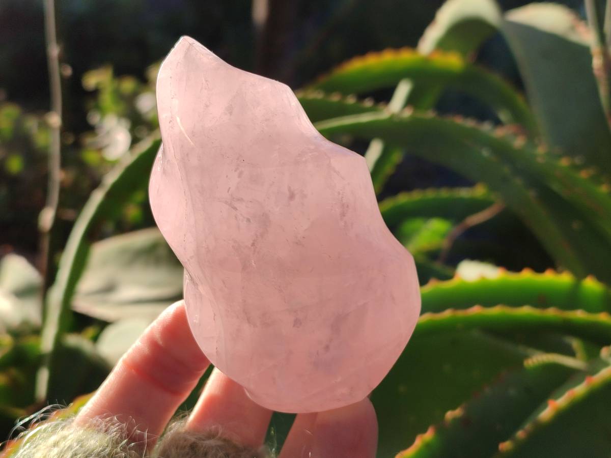 Polished Gemmy Rose Quartz Flames x 2 Madagascar - Toprock Gemstones and Minerals 