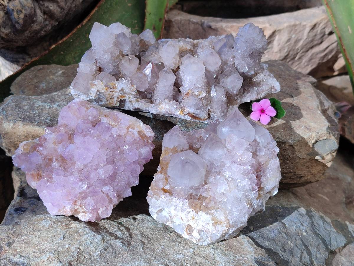 Natural Smokey Amethyst Spirit Quartz Clusters x 3 From Boekenhouthoek, South Africa - Toprock Gemstones and Minerals 