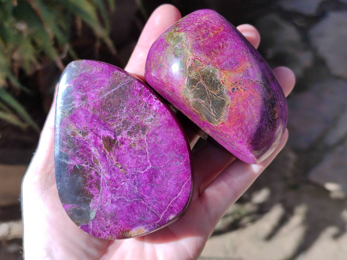 Polished Stichtite Free Forms x 4 From Barberton, South Africa - Toprock Gemstones and Minerals 