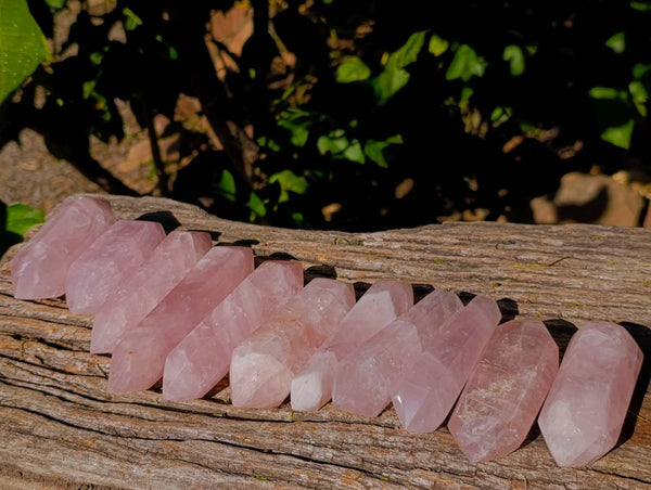 Polished Double Terminated Rose Quartz Points x 12 Madagascar