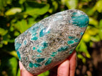 Polished Emerald Mica In Matrix Standing Free Forms x 3 From Mutoko, Zimbabwe - Toprock Gemstones and Minerals 