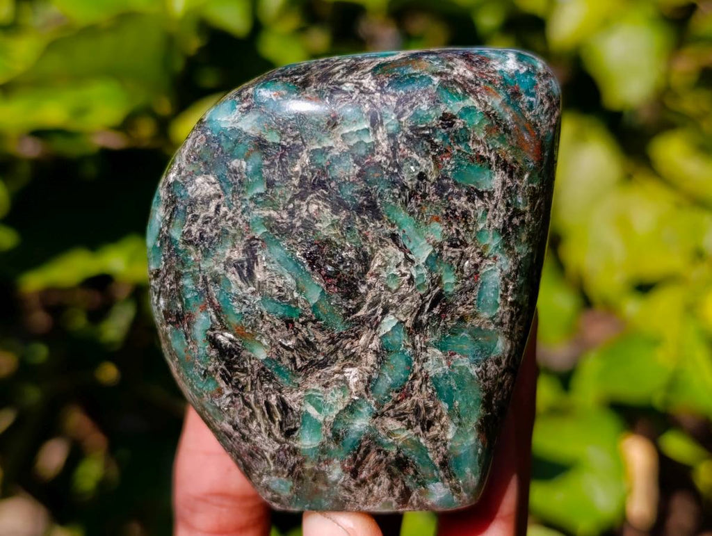 Polished Emerald Mica In Matrix Standing Free Forms x 3 From Mutoko, Zimbabwe - Toprock Gemstones and Minerals 