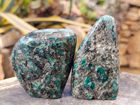 Polished Emerald Mica In Matrix Standing Free Forms x 3 From Mutoko, Zimbabwe - Toprock Gemstones and Minerals 