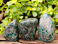 Polished Emerald Mica In Matrix Standing Free Forms x 3 From Mutoko, Zimbabwe - Toprock Gemstones and Minerals 