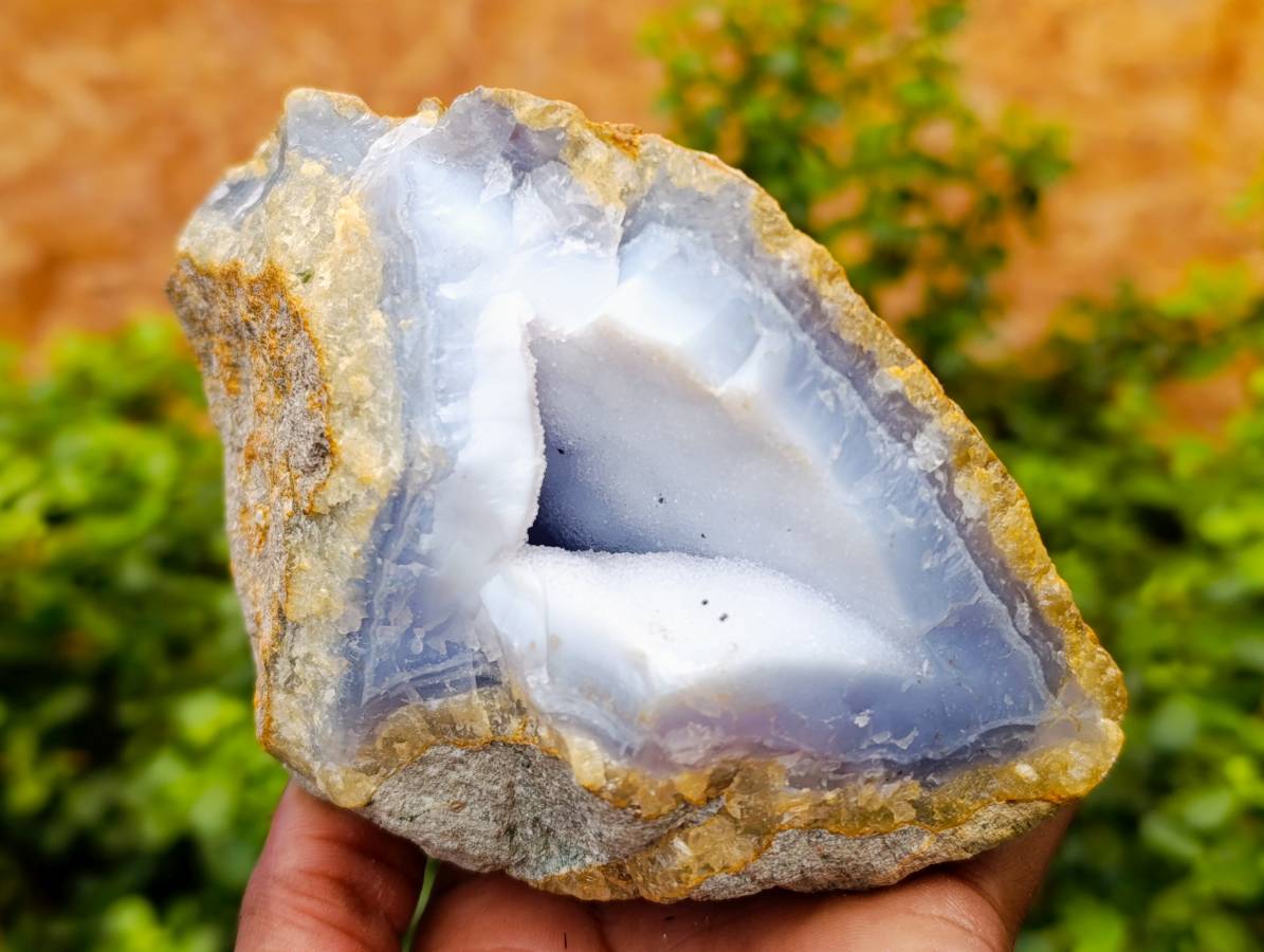 Natural Blue Lace Agate Geode Specimens x 4 From Nsanje, Malawi - Toprock Gemstones and Minerals 