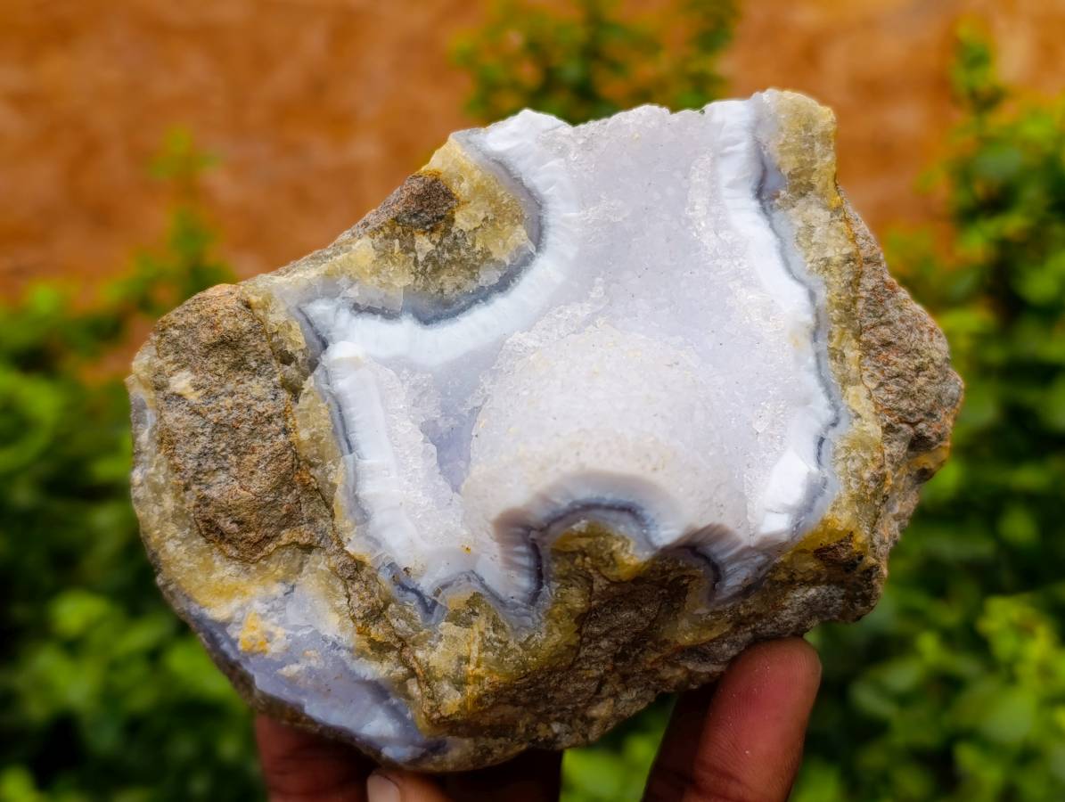 Natural Blue Lace Agate Geode Specimens x 4 From Nsanje, Malawi - Toprock Gemstones and Minerals 